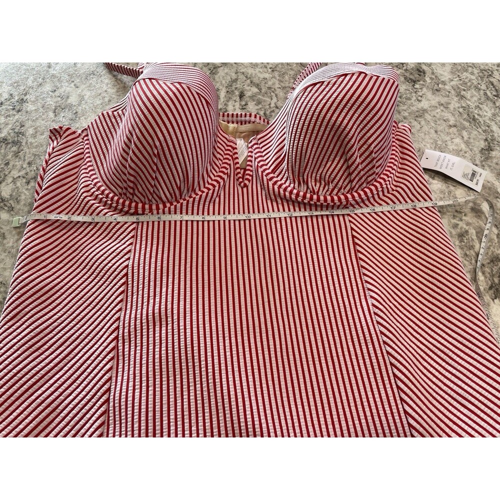 Swim by Cacique Womens Tankini Top Size 44DD Red Stripe Built In Bra NWT - Picture 3 of 9